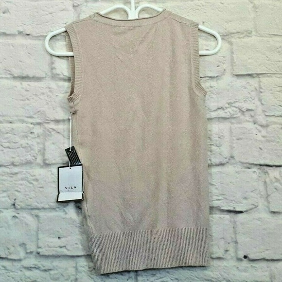 New Vila Milano Gray Knit Sleeveless Tank Top - Picture 2 of 5